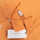 Luciano Barbera NWT Polo Shirt Size M In Solid Orange Pique Cotton Made In Italy