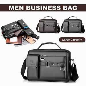 Men Shoulder Crossbody Bag Leather Business Briefcase Handbag Laptop Messenger