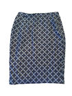 Ann Taylor Woman's Pencil Skirt Size 6 Blue Geometric 100% Silk  Lined