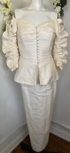 Vintage Wedding Dress Two Piece Watters & Watters Sz 4 Modern Sz 00 Ivory Silk