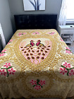 *Rose Gold Peacocks* RARE Colorway Vintage Chenille Bedspread 90