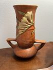 Vintage Roseville Pottery Double Handled Freesia Vase 119-7. 7 1/4
