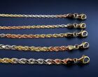 14K Tri Color Gold 2mm-6mm Solid Rope Chain Bracelet Diamond Cut All Sizes