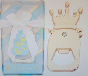 Crown Shaped Baby Bottle Opener for Baby Shower Favors, Baby Boy Blue, 24pc. New