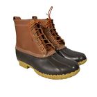 Bean Boots LL Bean Mens Sz 11 Wide Brown Leather Rubber Waterproof Duck Boot USA