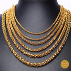 Stainless Steel Wheat Braided Chain 18K Gold Plated 7-38