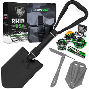 Rhino USA Survival Shovel w/Pick - Carbon Steel Military Style Entrenching Tool