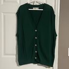 Vintage Duckster Mens Cardigan Sweater Vest Size XL Mens Made In USA Green