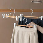 20pcs Wooden Pants Hangers Wood Jeans/Skirt/Slacks Hanger with Metal Grip Clips