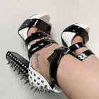 Women Pumps Studded Platform Open Toe Buckle Strap Punk Cosplay Gothic Shoes
