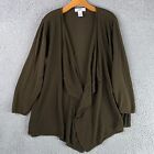 Magaschoni Cardigan Sweater Womens Plus Size 2X Brown Open Front Slinky Office