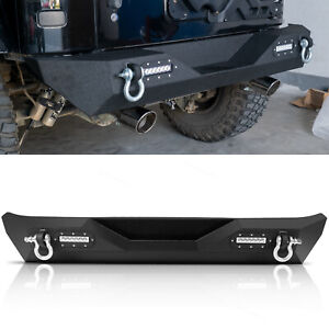 Rear Bumper w/LED Lights 2D-Rings Fit 2007-18 Jeep Wrangler JK Unlimited (For: Jeep)