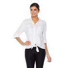 WARRIOR BY DANICA PATRICK Size XS Mixed Media Button-Down Top WHITE
