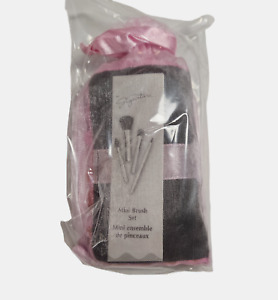 Mary Kay MK Signature Mini Brush Set 5-Piece Pink Makeup Cosmetic Black Case New