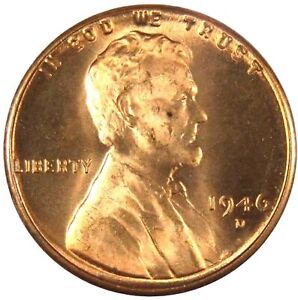 1946-D Red Gem BU  Lincoln Wheat Cent 1 Cent 1c Coin Free S&H W/Tracking