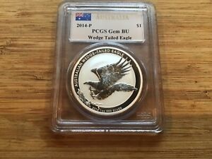 2014 P PCGS Gem BU - AUSTRALIA - Silver Wedge Tailed Eagle $1 coin