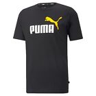 NEW Mens Puma ESS + 2COL Black T-Shirt Black/Tangerine 586759 54