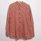 Vintage 90s Wah Maker Paisley Coral Button Up 100% Cotton Made in USA Mens Large