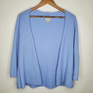 Pure Collection Womens 100% Cashmere Open Cardigan Sweater Size S Light Blue