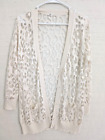 Magaschoni womens cardigan L silk cashmere blend sheer lace 3/4 sleeve button