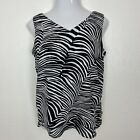 Ann Taylor tank top women S Black/ White Zebra Print V-Neck Chiffon Blouse