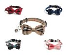 Check Plaid Cat Collar Breakaway - Bow tie Leopard Removable Kitten Silver Bell