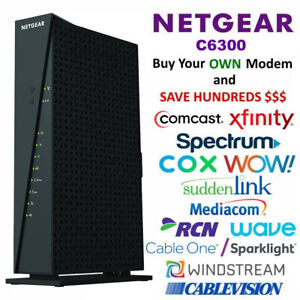 NETGEAR C6300 AC1750 DOCSIS 3.0 Cable Modem WiFi Router Xfinity Spectrum COX WOW