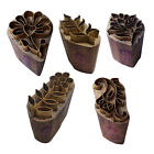 Floral Brass Wooden Printing Stamps DIY Fabric, Clay, Pottery Block (Set of 5)