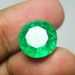 Natural Muzo Colombian Emerald 6 Ct Round Shape CERTIFIED Loose Gemstone
