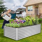 2-Pack Galvanized Raised Garden Bed Kit Outdoor Planter Box for Flowers Herbs