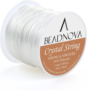 BEADNOVA 1mm Elastic Stretch Crystal String Cord for Jewelry Making Bracelet