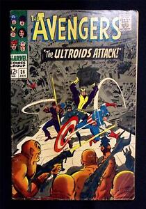 Avengers #36 Black Widow Hawkeye Giant Man Wasp Ultroids Attack Marvel Jan 1967