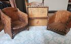 Lot of Three Antique Flemish Art Pyrography Wooden Boxes - Set of Chairs & Piano