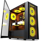 New Listing PC Case Pre-Install 6 PWM ARGB Cases Fans, ATX Mid Tower Gaming Case with H05