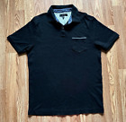 Tahari Polo Shirt Men Medium Black Short Sleeve Collared Golf Tennis 100% Cotton