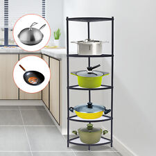 5 Tier Metal Corner Shelf Storage Shelves Kitchen Pan Pot Bathroom Display Stand