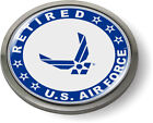 RETIRED U.S. AIR FORCE SYMBOL Domed Emblem Badge Car Sticker Chrome ROUND Bezel