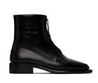 Hereu Boots 37 / 7 Mallera Square Toe Low Calf Zip Black Leather New W Box $625