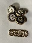 Set Of 4 Chanel Golden Round Buttons, 15 Mm, Logo 35 Mm Golden Metal