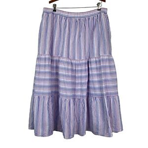 Lane Bryant Mixed-Stripe Tiered Maxi Skirt Cotton Pull On Sz. 18/20 Pockets