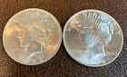 PAIR BU $1 1922 & 1923 Peace Silver Dollars Unc MS 90% 2 Coin Collection Lot