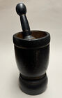 Antique Mortar & Pestle, Wooden, Black Paint, 8 1/4