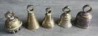 lot of 5 vintage brass bells India