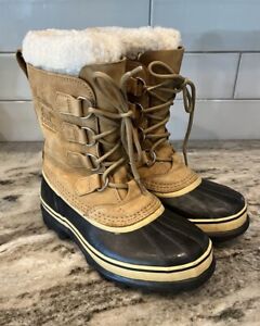 Sorel Women's CARIBOU Winter Snow Boots 1003812-280 Buff Waterproof Size 7