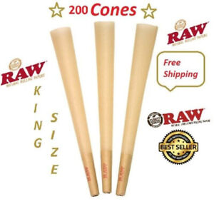 Authentic Raw Classic King Size Cones w/Filter tips pre rolled 200 CONE FREE SHI