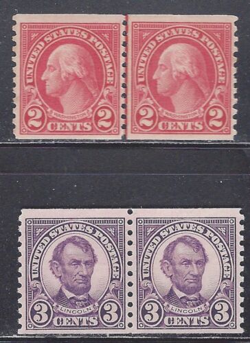 Scott 599 joint line pair, 600 coil pair, 2 and 3 cents MNH.
