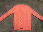Vintage Robert Bruce Wool Cardigan Sweater Large Red Long Sleeve Distressed