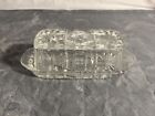 Vintage Mid-Century Modern Retro Glass Butter Dish with Lid 1/4 Lb. Size Cubed