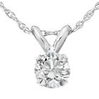1/2Ct Round Cut Real Diamond Solitaire Pendant Necklace 14k White Gold