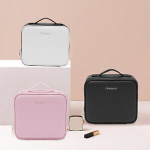 New ListingMakeup Bag Travel Cosmetic Organizer Makeup Train Soft Case with Mirror&LED Lamp